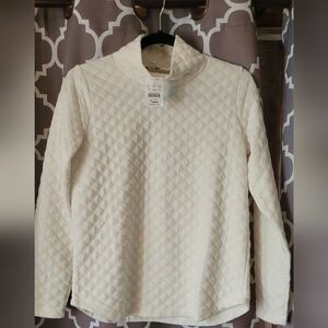 NWT  J. Crew Factory Mockneck Cream Quilted Sweatshirt